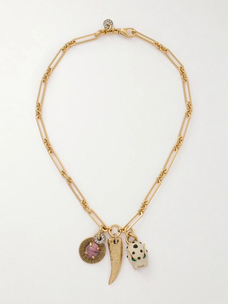  Maison Mayle Maison Mayle - Soli Gato Gold-plated, Crystal And Rhodonite Necklace - Multi 