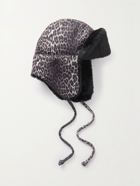  Maison Michel Maison Michel - Bibiana Faux Fur-lined Leopard-print Stretch Hat - Brown 