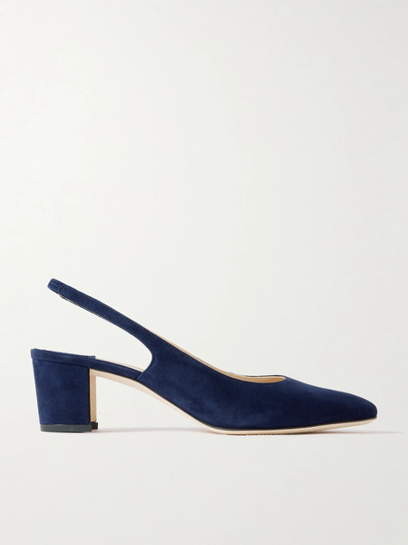  Manolo Blahnik Manolo Blahnik - Allurasan 50 Suede Slingback Pumps - Navy 