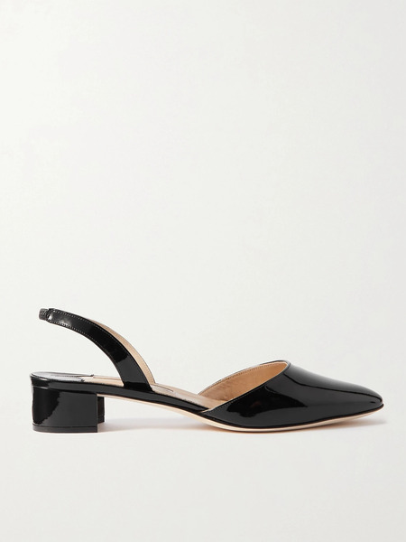  Manolo Blahnik Manolo Blahnik - Aspro 30 Patent-leather Slingback Point-toe Pumps - Black 