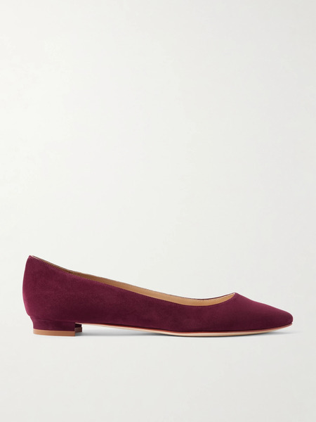 Manolo Blahnik Manolo Blahnik - Bb Suede Ballet Flats - Burgundy 