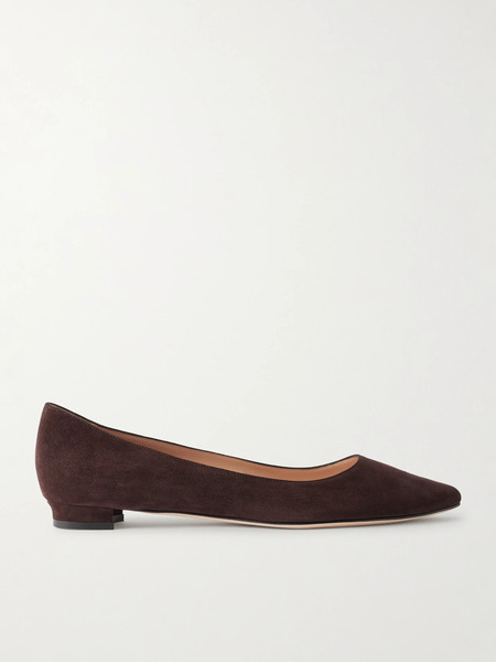  Manolo Blahnik Manolo Blahnik - Bb Suede Ballet Flats - Dark Brown 
