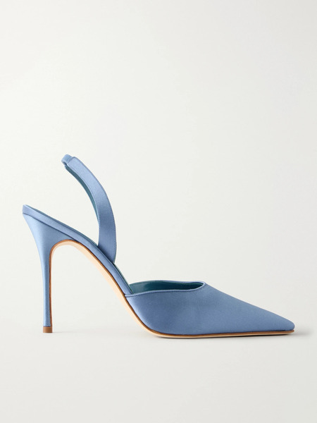  Manolo Blahnik Manolo Blahnik - Borelapla 105 Satin Slingback Pumps - Blue 
