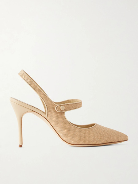  Manolo Blahnik Manolo Blahnik - Campari 90 Suede Slingback Pumps - Neutral 