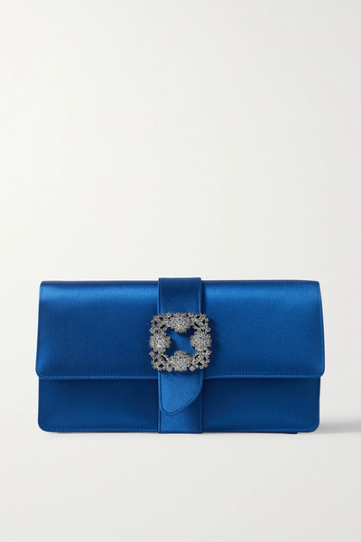  Manolo Blahnik Manolo Blahnik - Capri Crystal-embellished Satin Clutch - Blue 