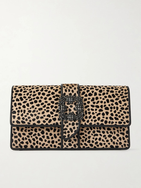  Manolo Blahnik Manolo Blahnik - Capri Leopard-print Calf Hair And Leather Clutch - Leopard Print 