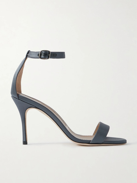  Manolo Blahnik Manolo Blahnik - Chaos 90 Satin Sandals - Navy 