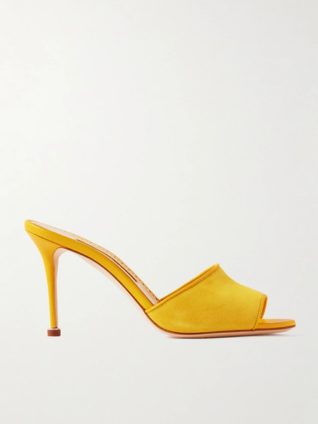  Manolo Blahnik Manolo Blahnik - Larache 90 Suede Mules - Yellow 