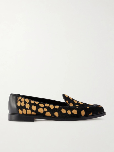  Manolo Blahnik Manolo Blahnik - Maxy Leather-trimmed Leopard-print Calf Hair Loafers - Leopard Print 