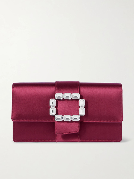  Manolo Blahnik Manolo Blahnik - Maycapjou Crystal-embellished Satin Clutch - Red 