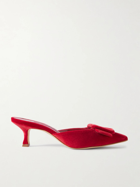  Manolo Blahnik Manolo Blahnik - Maysale 50 Buckled Velvet Mules - Red 