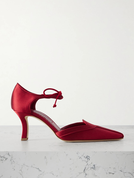  Manolo Blahnik Manolo Blahnik - Orata 70 Satin Pumps - Red 