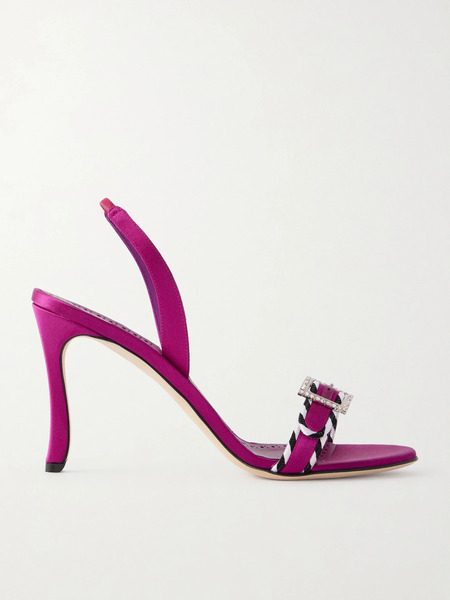  Manolo Blahnik Manolo Blahnik - Sumbasan 90 Embellished Satin Sandals - Fuchsia 