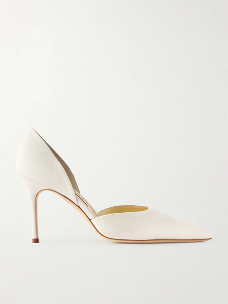  Manolo Blahnik Manolo Blahnik - Taylerbinu 90 Satin Pumps - Ivory 