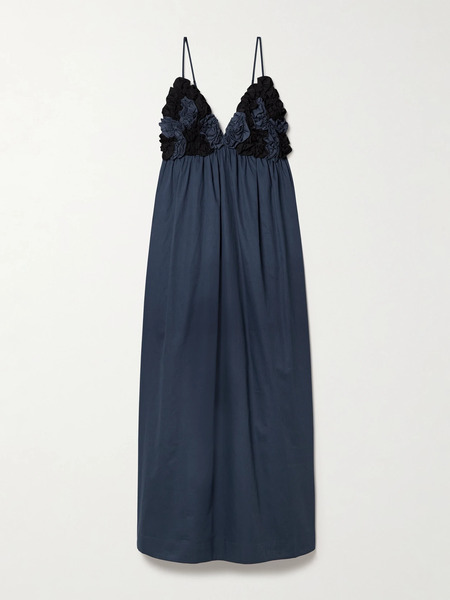  Mara Hoffman Mara Hoffman - Annika Ruffled Organic Cotton-poplin Midi Dress - Navy 