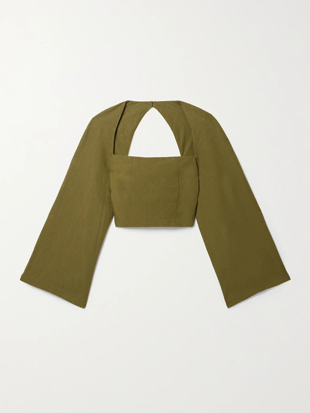  Mara Hoffman Mara Hoffman - + Net Sustain Julia Cropped Cutout Tencel™ Lyocell And Linen-blend Top - Green 