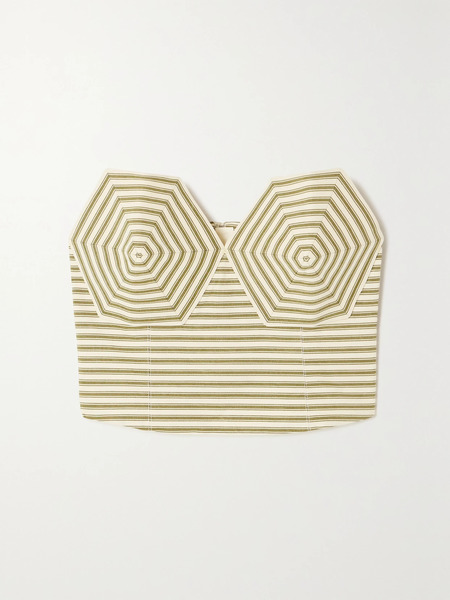  Mara Hoffman Mara Hoffman - + Net Sustain Striped Tencel™ Lyocell-blend Twill Bustier Top - Green 