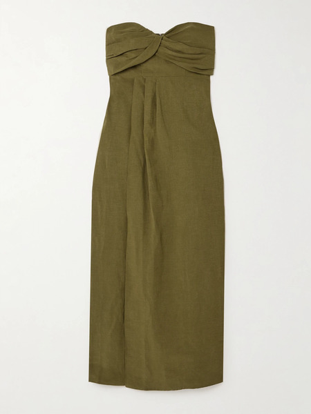  Mara Hoffman Mara Hoffman - + Net Sustain Yara Strapless Wrap-effect Tencel™ Lyocell-blend Midi Dress - Green 