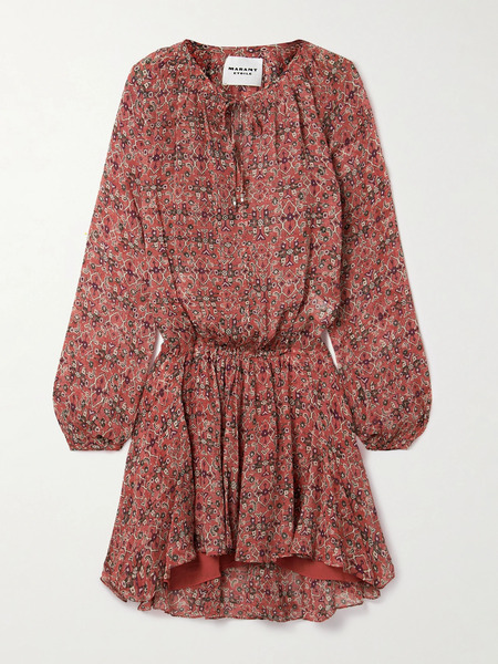  Marant étoile Marant étoile - Bess Gathered Printed Georgette Mini Dress - Fr 40 