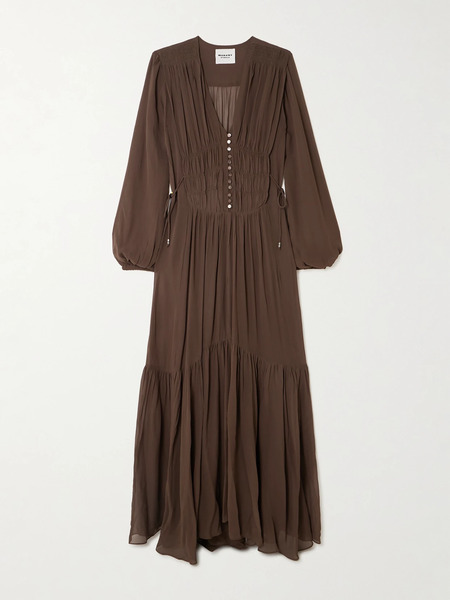  Marant étoile Marant étoile - Briane Gathered Georgette Maxi Dress - Army Green 