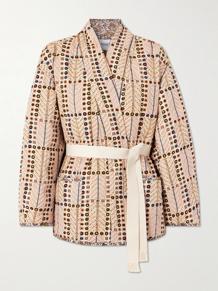  Marant étoile Marant étoile - Chancel Belted Quilted Padded Printed Cotton Jacket - Ecru 