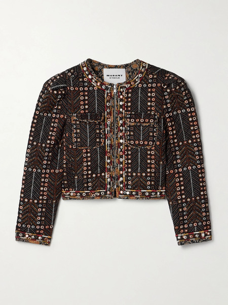  Marant étoile Marant étoile - Christy Embellished Quilted Printed Cotton-voile Jacket - Black 