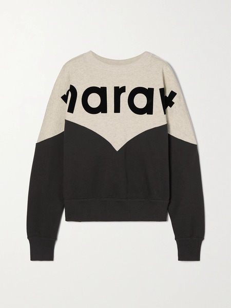  Marant étoile Marant étoile - Houston Flocked Two-tone Cotton-blend Jersey Sweatshirt - Black 
