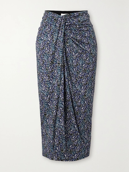  Marant étoile Marant étoile - Jeldia Draped Printed Stretch-jersey Midi Skirt - Blue 