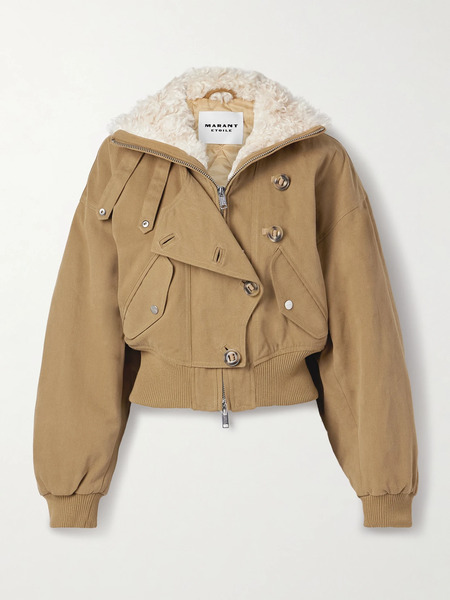  Marant étoile Marant étoile - Oana Fleece-trimmed Cotton-twill Jacket - Camel 