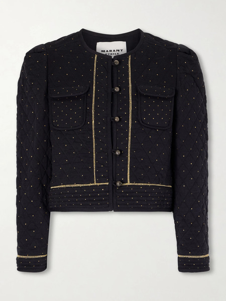  Marant étoile Marant étoile - Vania Cropped Embroidered Quilted Cotton Jacket - Black 