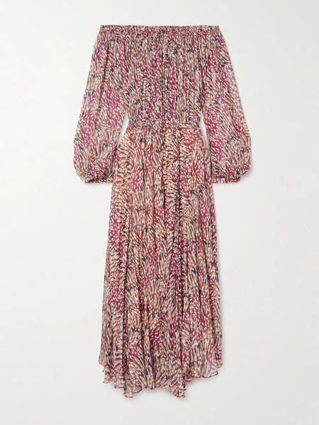  Marant étoile Marant étoile - Volga Off-the-shoulder Printed Crepon Maxi Dress - Pink 