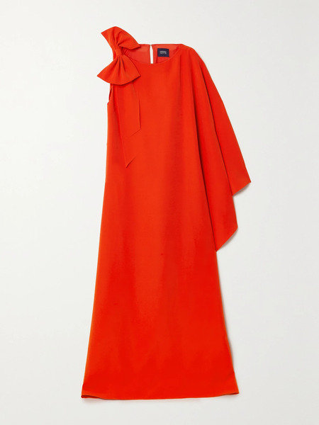  Marchesa Notte Marchesa Notte - Bow-embellished Draped Crepe Gown - Orange 