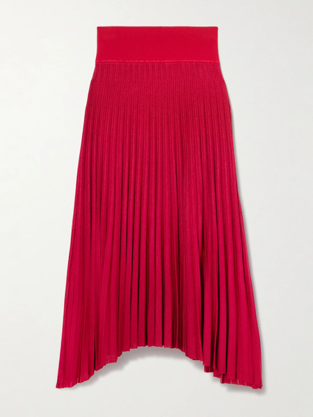  Maria Mcmanus Maria Mcmanus - Asymmetric Plissé Cotton Midi Skirt - Red 