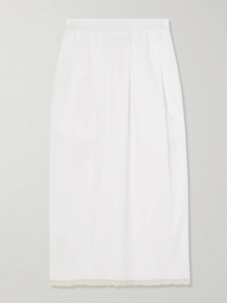  Maria Mcmanus Maria Mcmanus - Lace-trimmed Poplin Midi Skirt - White 