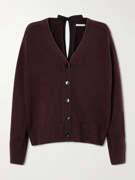  Maria Mcmanus Maria Mcmanus - Open-back Bow-detailed Cashmere And Cotton-blend Cardigan - Plum 