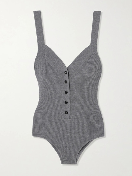  Maria Mcmanus Maria Mcmanus - Ribbed Merino Wool Bodysuit - Gray 