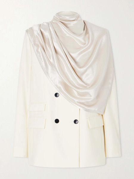  Maria Mcmanus Maria Mcmanus - Scarf-detailed Double-breasted Wool-blend Blazer - Ivory 
