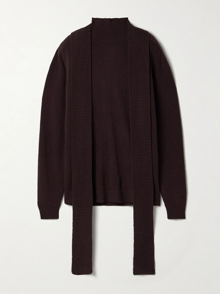  Marie Adam-leenaerdt Marie Adam-leenaerdt - Cutout Wool Turtleneck Sweater - Brown 