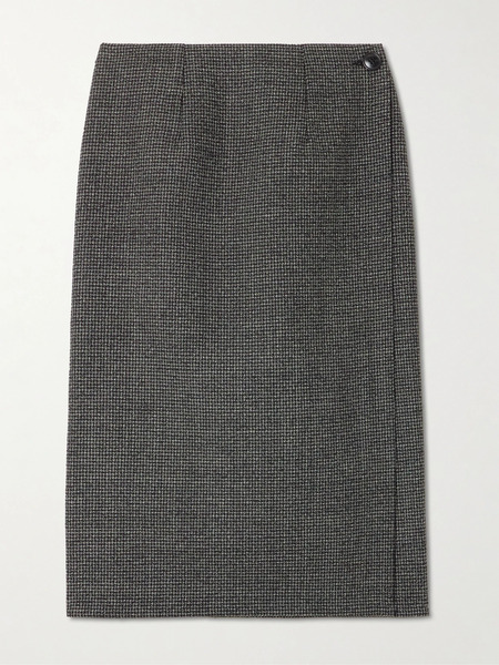  Marie Adam-leenaerdt Marie Adam-leenaerdt - Reversible Houndstooth Tweed And Wool-twill Midi Wrap Skirt - Black 