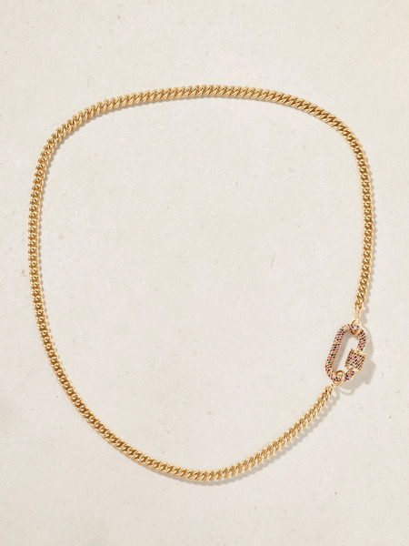  Marla Aaron Marla Aaron - Allstone Lock 14-karat Gold Sapphire Necklace - One Size 