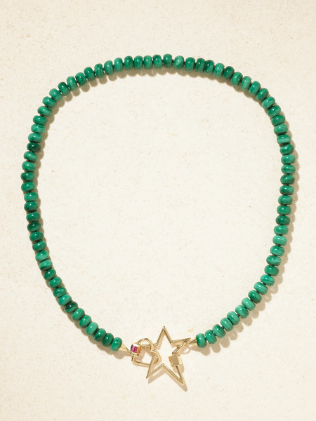 Marla Aaron Marla Aaron - Heartlock + Starlock 14-karat Gold Multi-stone Necklace - Silver 