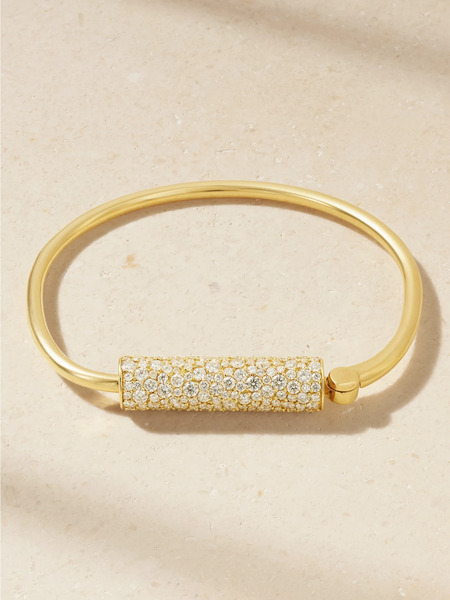  Marla Aaron Marla Aaron - Stoned Trundle Lock 18-karat Gold Diamond Bracelet - One Size 