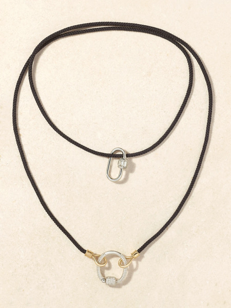  Marla Aaron Marla Aaron - The String Project 18-karat White Gold, 14-karat Yellow Gold, Cord And Diamond Necklace - One Size 