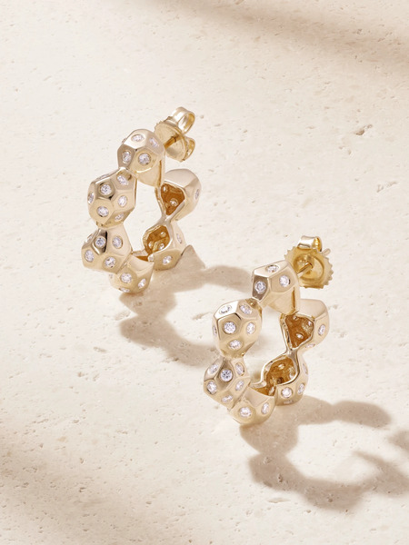  Marlo Laz Marlo Laz - La Roca 14-karat Gold Diamond Hoop Earrings - One Size 