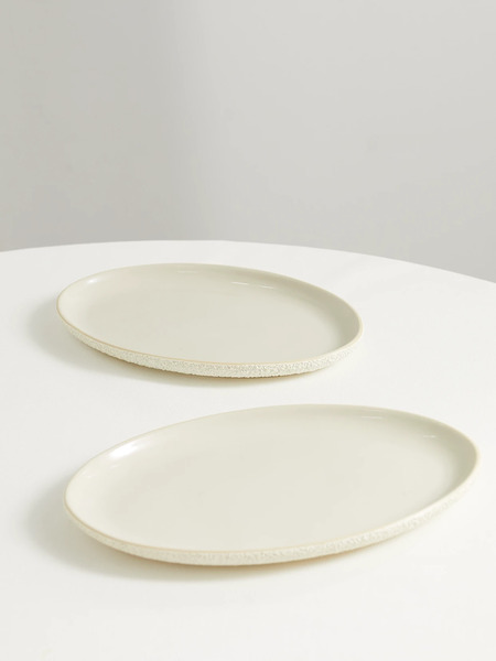  Marloe Marloe Marloe Marloe - + Net Sustain Set Of Two Glazed Ceramic Dinner Plates - Ecru 