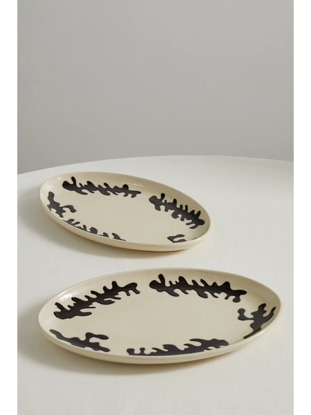  Marloe Marloe Marloe Marloe - + Net Sustain Set Of Two Glazed Ceramic Dinner Plates - Ecru 