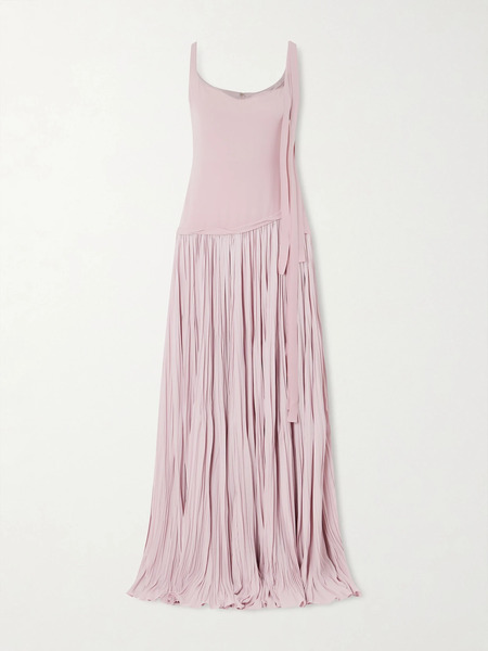  Marmar Halim Marmar Halim - Bow-embellished Pleated Crepe Gown - Pink 