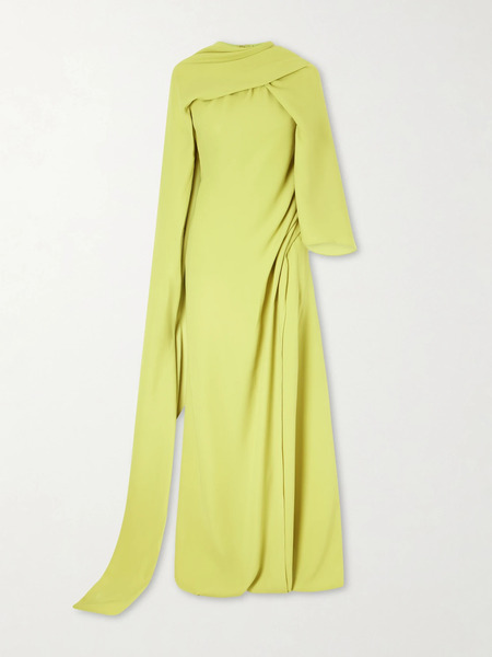  Marmar Halim Marmar Halim - Draped Crepe Gown - Lime Green 
