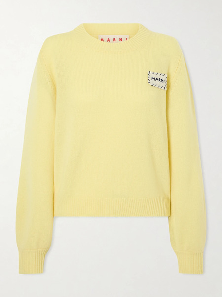 Marni Marni - Appliquéd Cashmere Sweater - Pastel Yellow 
