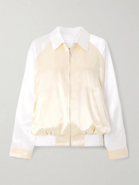  Marni Marni - Appliquéd Two-tone Satin Bomber Jacket - Ivory 